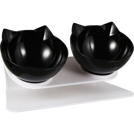 Gamelle Chat Inclinable Surélevée Plastique Double Bol Anti - Renversement (1/5)