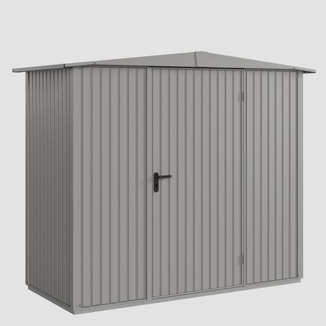 Hörmann Ecostar Metall-Gerätehaus Trend mit Satteldach Typ 1, 259 x 121 cm, graualuminium, 2,6 m², 1-flüglige Tür
