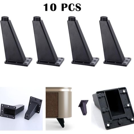 Pack of 10 Adjustable Furniture Feet, Aluminum Alloy Furniture Legs Triangular Adjustable Kitchen Furniture Feet, for Table Cabinets Kitchen Sofa Desk, 80mm, Black (1/5)