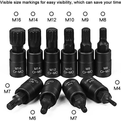 Universeller 3/8"-Steckschlüsselsatz mit Vierkantantrieb, 10-teilig, M4-M16-Satz aus Chrom-Molybdän-Stahl. (1/5)