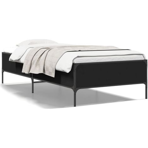 Lit Adulte - Lit Simple - Cadre de Lit noir 90x190 cm q3195 (1/5)