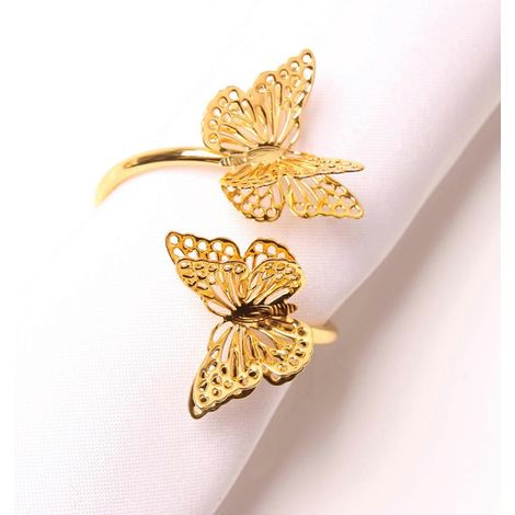 Ronds de serviette papillon en métal (2 pièces) pour table de fête/dîner D (1/4)