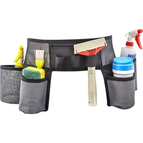 Ceinture à outils en cuir, ceinture à outils de nettoyage, ceinture en nylon réglable, tablier à outils, sac ceinture professionnel, sac à outils ménager pour artisans, charpentiers, électriciens (1/5)
