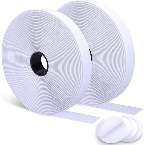 Bande scratch autocollante double face – 8 m, 4 paires rondes – Pour moustiquaires, cadres photos (1/5)
