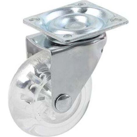 Pack de 4 ruedas transparentes de 50 mm con freno para facilitar el transporte, XU, Fáciles de mover, Aptas para todo tipo de superficies (50 mm), Revestimiento de goma transparente, Carga total 140 k (1/3)