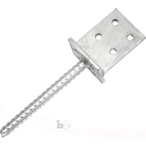 Accessoire pour poteau T-Pfostenträger avec drolle 195 mm – Acier galvanisé – Dimensions 100x80x7 mm – Fixation béton – B2