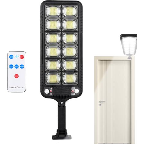 Lampadaires de rue à énergie solaire  Lampes de terrasse avec télécommande  Dispositif d'éclairage de rue étanche pour porche, terrasse, allée, allée, parking (1/5)