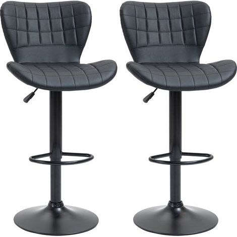 Lot de 2 tabourets de bar design retro 47 cm x 51,5 cm x 89-109 cm noir