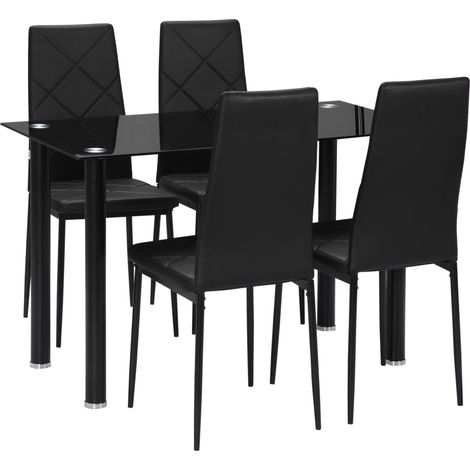 Ensemble table et 4 chaises HARROS effet bois noir (1/5)