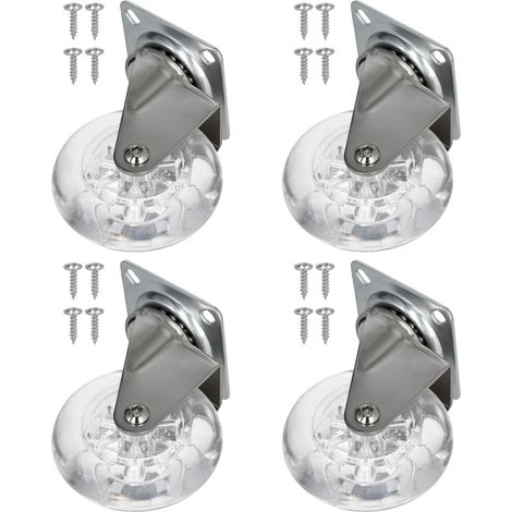 Ruedas giratorias de goma transparentes para muebles, 75 mm, juego de 4 (1/5)