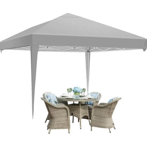 Gazebo, Auvent Imperméable, Hauteur Réglable, Gris (1/2)