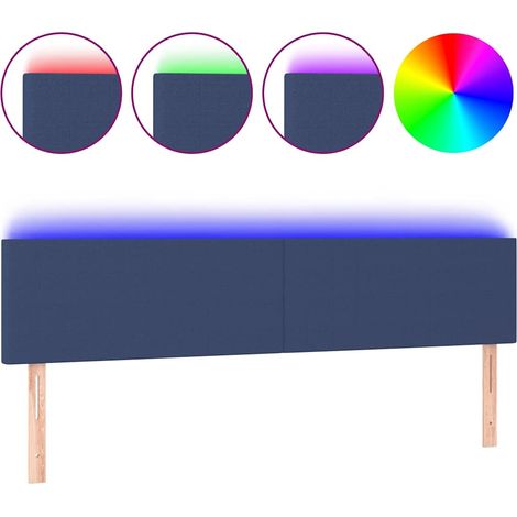 Maison Exclusive - Cabecero con LED de tela azul 160x5x78/88 cm (1/5)