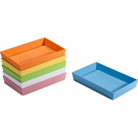 Vassoi a cassetta in legno colorato, set da 12 pezzi, cm 20,5 x 13,5 x 3 H