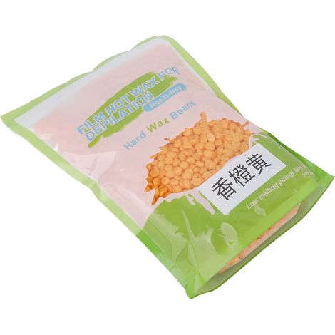 Perles de cire dure 500 g (17,6 oz) pour l'épilation du visage, des jambes, du torse et du dos (femme/homme, orange). (1/5)