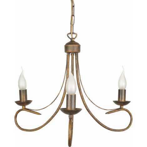 Lámpara colgante tipo candelabro, color negro y oro antiguo, alfa 292