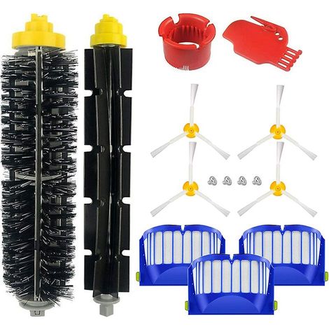 GROOFOO Kit Accessoires adaptés à la roomba série 600 605 610 614 616 620 621 625 630 635 640 650 660 665 670 671 676 680 681 690 691 695-15 pièces (1/4)