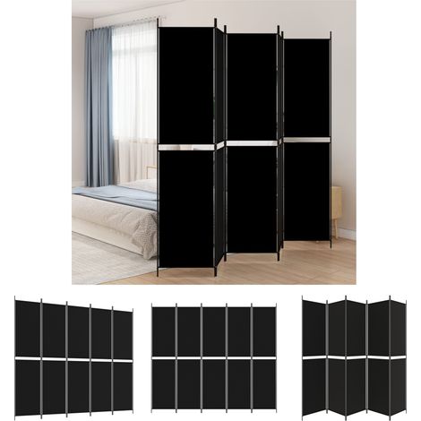The Living Store - 5-tlg. Paravent Schwarz 250x220 cm Stoff (1/5)