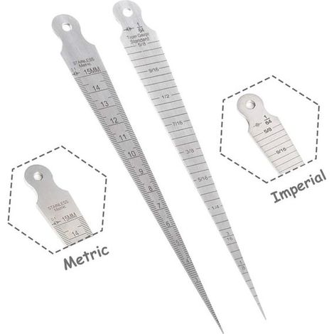 1 pièce - Règle d'ouverture - Règle - Acier inoxydable - Règle conique - Comparateur conique 1-15 mm - Argent - Calibre à coin - Calibres coniques de soudage métriques et impériaux argentés (1/5)