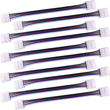 10pcs Câble connecteur RGBW 5 Broches Lampe Bande LED de 10mm Convertisseur de lumière Ruban LED sans Soudure Adaptateur pour connecter 2 Bandes LED SMD 5050 RGBW Ensemble-17cm Long (1/5)