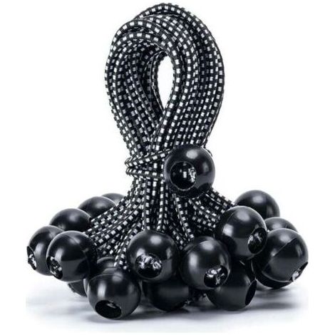 PA Confezione da 30 corde elastiche a sfera resistenti da 15 cm per teloni, tende da sole, campeggio, tende, carichi, cavi e tubi, ombrelli, pensiline (nere) (1/4)