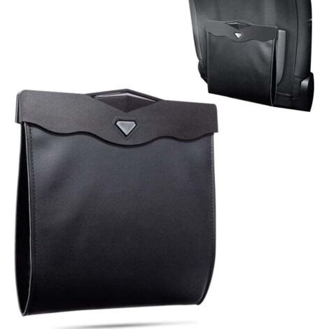 Auto-Müllsack, tragbarer wasserdichter PU-Auto-Mülleimer, Autositz-Rückenlehnen-Müllsack, Auto-Aufbewahrungstasche, hängender Müllsack, Auto-Aufbewahrungstasche (schwarz)