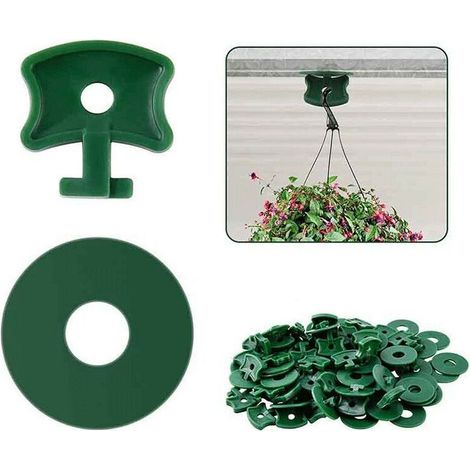 Gewächshausclips mit Drehverschluss, Kunststoff-Gewächshausclips, gedrehte Clips mit grünen Aluminium-Isolierscheiben für Gewächshäuser, 200 Befestigungsclips und 200 Unterlegscheiben (1/5)