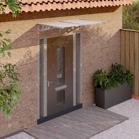 Marquesina puerta policarbonato gris y transparente 152,5x90 cm vidaXL (1/5)