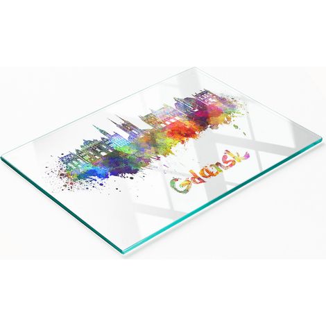 Planche décorative multifonctionnelle pour cuisine en verre trempé Gdańsk 80x52 cm (1/5)
