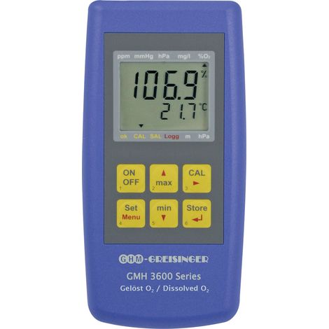 Greisinger GMH 3611-GL Sauerstoffmessgerät Druck, O2-Konzentration, O2-Sättigung