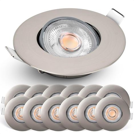 Lot de 12 Spot LED encastrable, dimmable 4,9W 480lm, orientable 50°, blanc chaud 2700K, intérieur