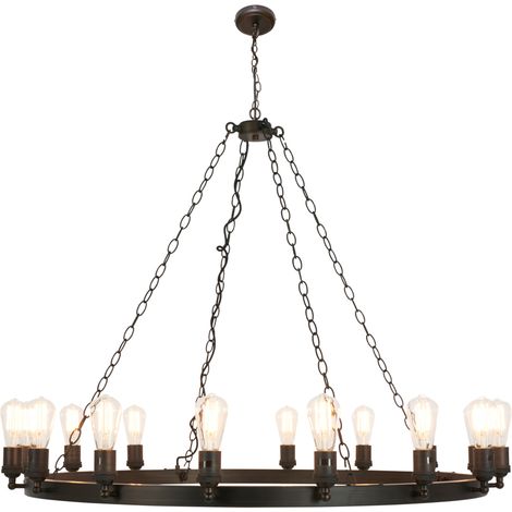 Visconte Capri Large 104cm Ring Ceiling Pendant Cartwheel 16 Light - Bronze (1/5)
