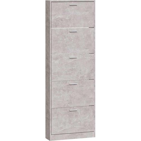 Scarpiera Mobile per scarpe Grigio Cemento 59x17x169 cm in Legno Multistrato (1/5)