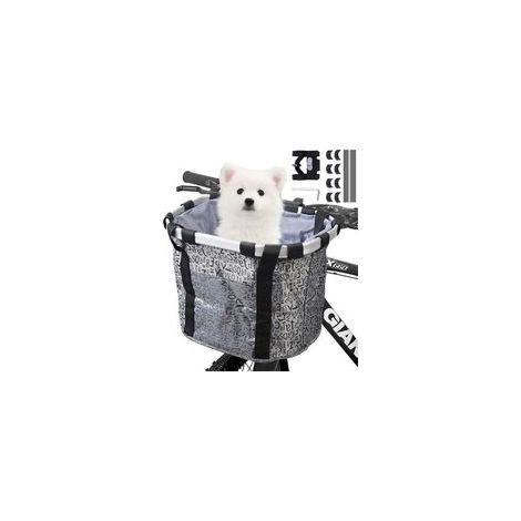Panier de Vélo Avant Amovible en Alliage d'Aluminium, Sac de Transport pour Guidon, Idéal pour VTT, Shopping et Animaux de Compagnie, Gris (1/4)