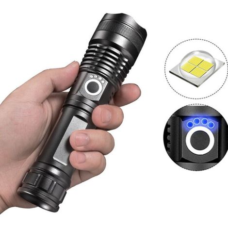 Lampe de poche extérieure étanche forte lumière lampe de poche USB rechargeable haute puissance lampe de poche LED p70 (1/5)