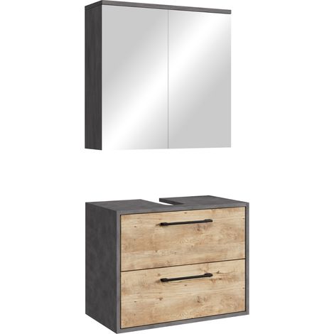 Waschbeckenunterschrank Set Florence 60 x 35 cm – Kastanie Eiche