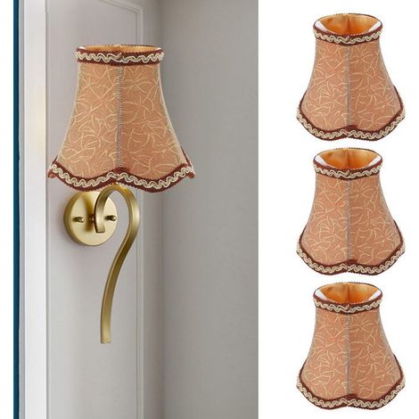 BelleRise - 3pcs Abat-jour E14 – Tissu cuivre ondulé – Installation clip rapide – Hôtel KTV élégant – 13x12cm (1/5)