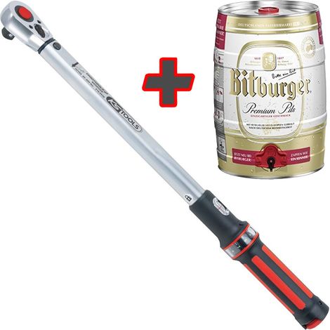 KS TOOLS 1/2" ERGOTORQUEprecision Ratschen-Drehmomentschlüssel 40 - 200 Nm rot - 516.6542 (1/5)