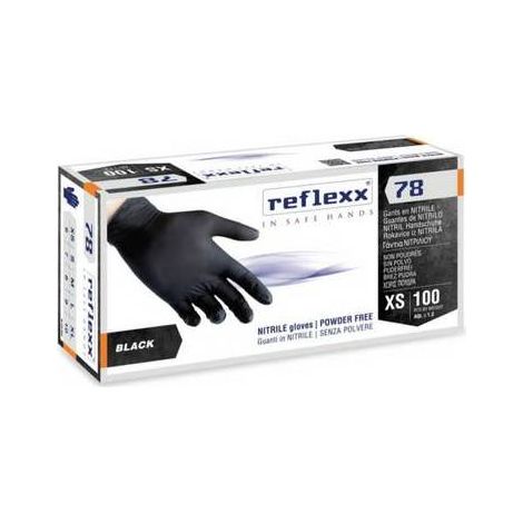 100 PZ GUANTI IN NITRILE NERO SENZA POLVERE R78 Misura: Taglia XL