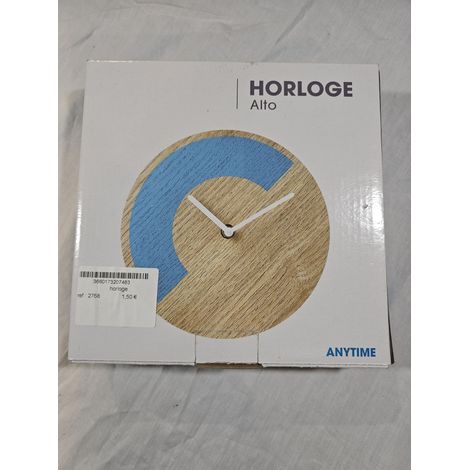 Horloge Murale en Bois Design - Aiguille Bleue (1/3)