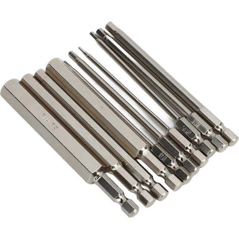 Sechskant-Schraubendreher-Bit-Set, metrische Größen 1,5 mm bis 12 mm, Schaft 1/4 Zoll, S2-Stahl