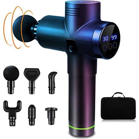 Pistolet de massage électrique 8 têtes - 30 vitesses ajustables - Pour cou, dos, épaules, muscles - Massage profond