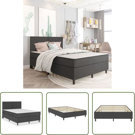 INLIFE Sommier tapissier Gris Tissu 140 x 200 cm (1/5)