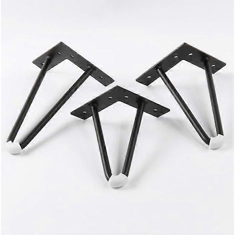 Quatre pieds de table en fer forgé, adaptés aux meubles en métal, noirs, y compris chaises, canapés, lits, bureaux, armoires, tiroirs, etc., 12 cm, noirs. (1/5)