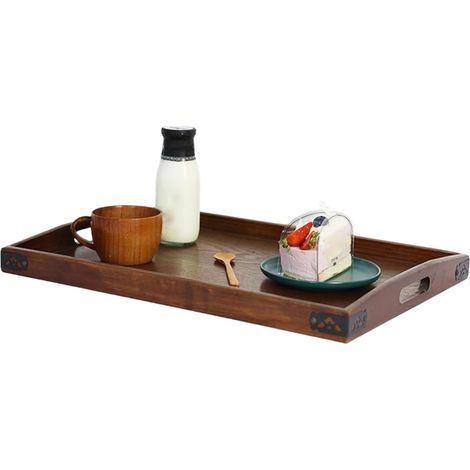 Plateau De Service en Bois Déco Campagne Rangement Plat Nourriture Plateau Décoratif Moderne Plat De Service Pour (1/5)