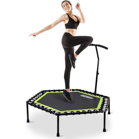 45"/48"/51" Mini Silent Fitness Trampoline with Adjustable Handle for Fitness Trampoline Bouncer Jumping Cardio Workout for Adults or Kids (1/5)