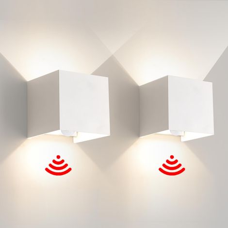 2 Pack Applique Murale Exterieur Interieur Lumière Avec Détecteur de Mouvement Crépuscule LED Lampe murale extérieure Étanche 6W 4000K carrée (1/5)