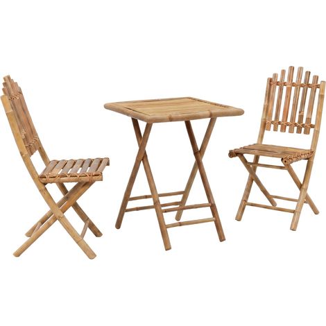 Set da pranzo da giardino pieghevole 3 pz Naturale Bambù vidaXL (1/5)