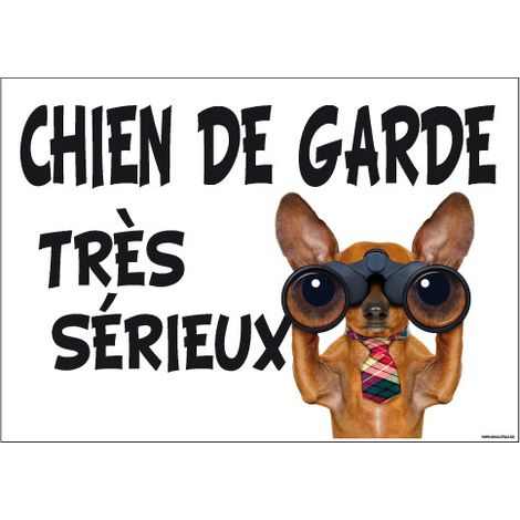 PANNEAU CHIEN DE GARDEETRES SERIEUX (H0281) - Adhésif - 210 x 150 mm (1/5)