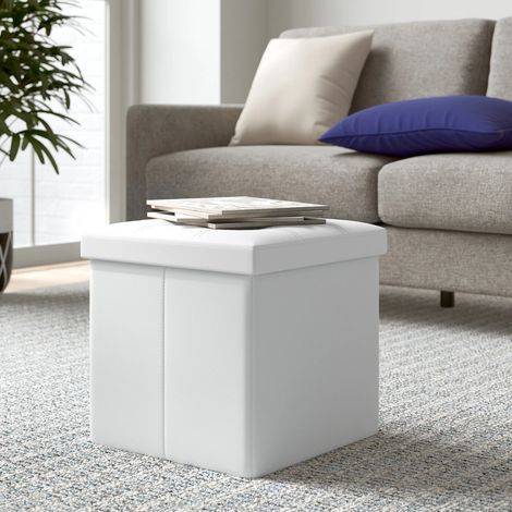 Bolli – Banc de rangement pliant 38x38x38cm – Espace de stockage 40L – Cuir PVC durable – Repose-pieds pour salon, chambre, entrée
