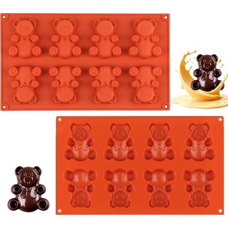 Molde De Silicona Oso - 8 Cavidades - Para Malvaviscos Gelatina Chocolate Pastel - Resistente De -40 °C A 230 °C - 2 Unidades (1/5)